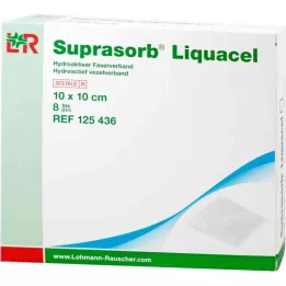 SUPRASORB Liquacel hydroakt.Faserverb.10x10 cm, 8 szt