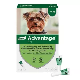 ADVANTAGE 40 Roztwór dla psów do 4 kg, 4 szt