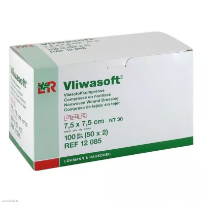 VLIWASOFT Kompresy włókninowe 7,5x7,5 cm sterylne 6l, 50X2 szt