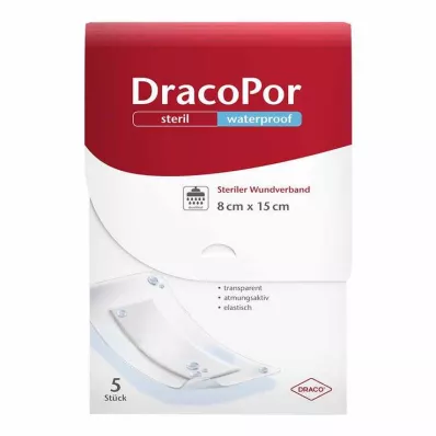 DRACOPOR wodoodporny opatrunek na ranę 8x15 cm sterylny, 5 szt