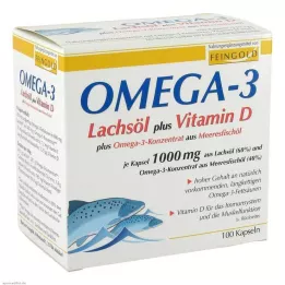 OMEGA-3 LACHSÖL plus Vit.D plus Omega-3 conc.cps., 100 szt