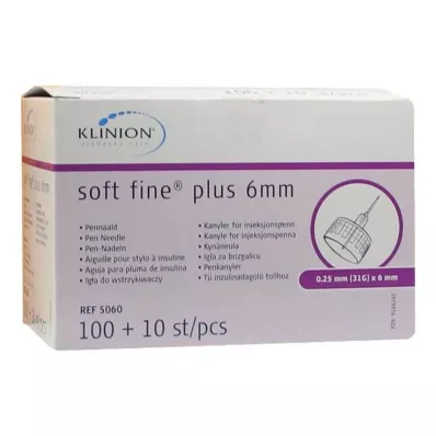 Kaniule Klinion Soft fine plus 6mm 31G 0,25mm, 110 sztuk Kaniule Klinion Soft fine plus 6mm 31G 0,25mm, 110 sztuk