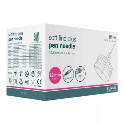 Kaniule Klinion Soft fine plus 12mm 29G 0,33mm, 110 sztuk