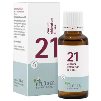 Biochemia Pflueger 21 Chloratum cynku D 6 kropli, 30 ml Biochemia Pflueger 21 Chloratum cynku D 6 kropli, 30 ml