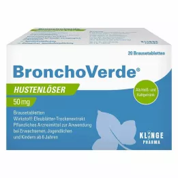 BRONCHOVERDE Tabletki musujące 50 mg wykrztuśne na kaszel, 20 szt
