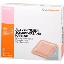 ALLEVYN Srebrny opatrunek piankowy 12x13 cm samoprzylepny, 12 szt