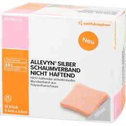 ALLEVYN Srebrny opatrunek piankowy 4,5x5,5 cm bez kleju, 12 szt