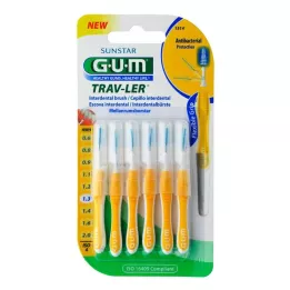 GUM Trav-Ler 1,3mm jodła żółta międzyzębowa + 6 nasadek, 6 szt