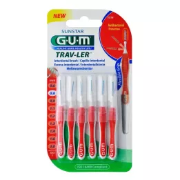 GUM TRAV-LER Świeca 0,8 mm czerwona międzyzębowa + 6 nasadek, 6 szt