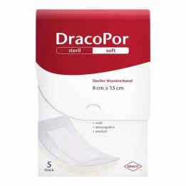 DRACOPOR Opatrunek na ranę 8x15 cm sterylny, 5 szt