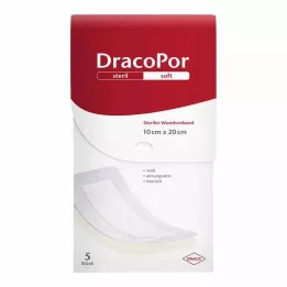 DRACOPOR Opatrunek na ranę 10x20 cm sterylny, 5 szt