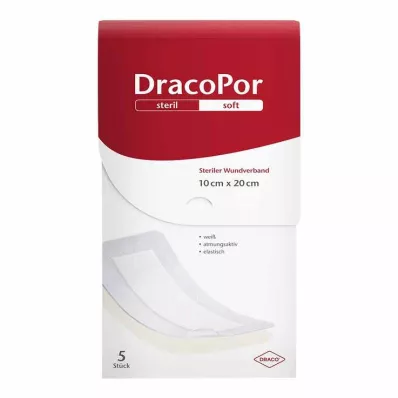DracoPor Soft biały opatrunek na rany 10x20 cm sterylny, 5 szt