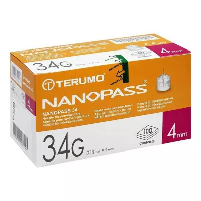 Kaniula Terumo Nanopass 34 Pen 34G 0,18x4mm, 100 sztuk Kaniula Terumo Nanopass 34 Pen 34G 0,18x4mm, 100 sztuk