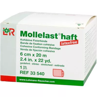 Klej Mollelast bezlateksowy 6cmx20m rozciągnięty czerwony, 1 szt Klej Mollelast bezlateksowy 6cmx20m rozciągnięty czerwony, 1 szt