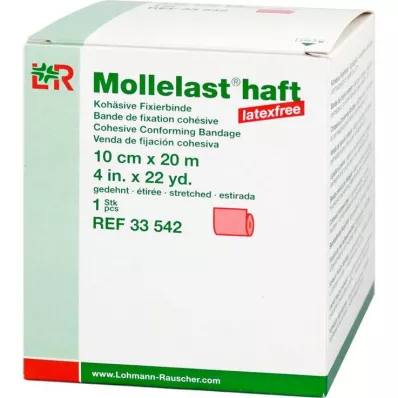 Klej Mollelast bez lateksu 10cmx20m rozciągnięty czerwony, 1 szt