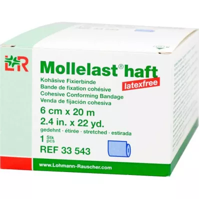 Klej Mollelast bezlateksowy 6cmx20m rozciągnięty niebieski, 1 szt Klej Mollelast bezlateksowy 6cmx20m rozciągnięty niebieski, 1 szt
