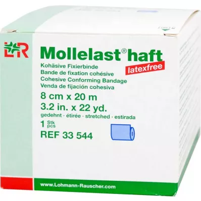 Mollelast klej bezlateksowy 8cmx20m rozciągnięty niebieski, 1 szt