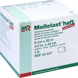 MOLLELAST samoprzylepne bandaże bezlateksowe 8 cm x 20 m, białe, 1 szt