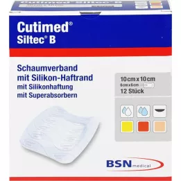 CUTIMED Siltec B Opatrunek piankowy 10x10 cm z klejem, 12 szt