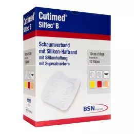 CUTIMED Siltec B Opatrunek piankowy 10x10 cm z klejem, 12 szt