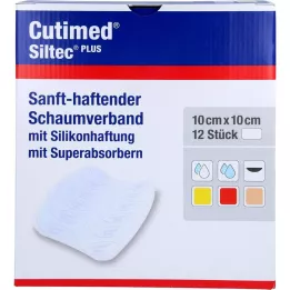 CUTIMED Opatrunek piankowy Siltec Plus 10x10 cm z klejem, 12 szt