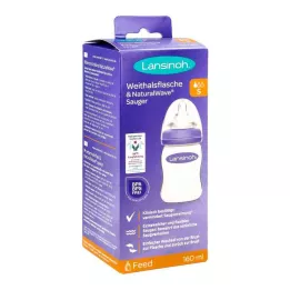 LANSINOH Butelka z szeroką szyjką 160 ml ze smoczkiem S, 1 szt