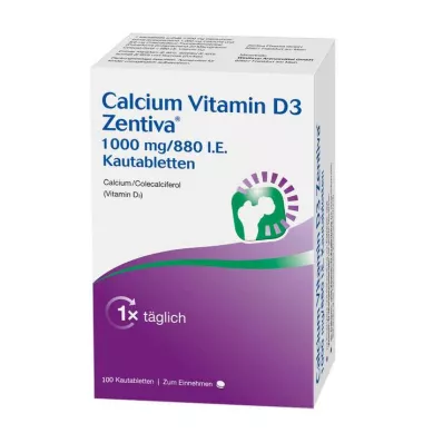 Calcium Witamina D3 Zentiva 1000 mg / 880 IU tabletki do żucia, 100 szt Calcium Witamina D3 Zentiva 1000 mg / 880 IU tabletki do żucia, 100 szt