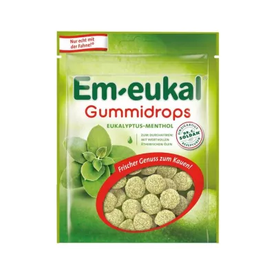 EM-EUKAL Krople z gumy eukaliptusowo-mentolowej, zawierające cukier, 90 g