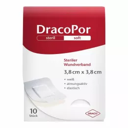 DRACOPOR Opatrunek na ranę 3,8x3,8 cm sterylny, 10 szt