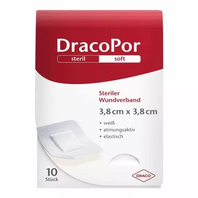 DracoPor Soft biały opatrunek na rany 3,8x3,8 cm sterylny, 10 szt