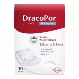 DRACOPOR wodoodporny opatrunek na ranę 3,8x3,8 cm sterylny, 10 szt