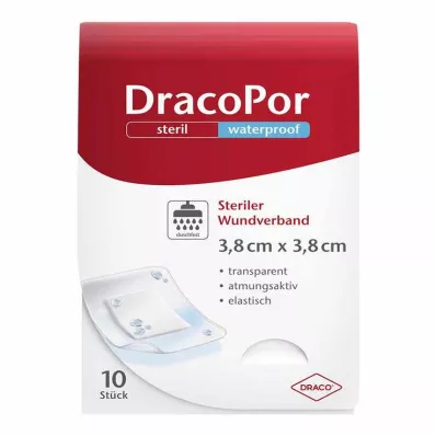 Wodoodporny opatrunek na rany DracoPor 3,8x3,8 cm sterylny, 10 szt Wodoodporny opatrunek na rany DracoPor 3,8x3,8 cm sterylny, 10 szt