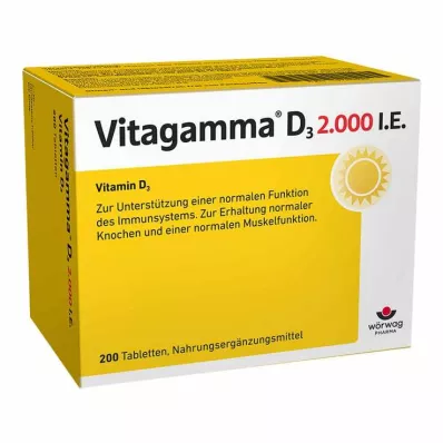 Vitagamma D3 2000 j.m. Witamina D3 NEM tabletki, 200 szt Vitagamma D3 2000 j.m. Witamina D3 NEM tabletki, 200 szt