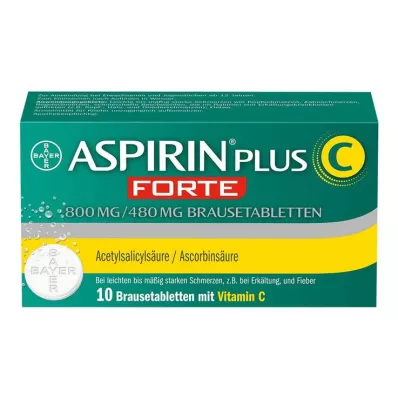 Aspirin plus C forte 800 mg / 480 mg tabletki musujące, 10 szt Aspirin plus C forte 800 mg / 480 mg tabletki musujące, 10 szt