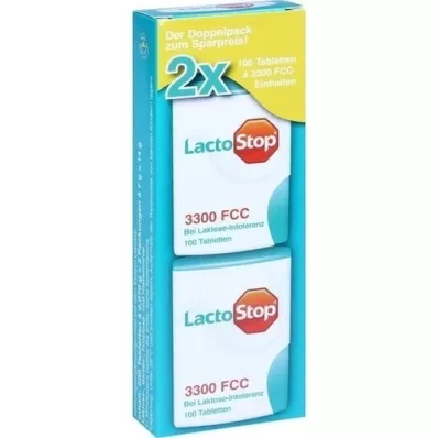 LACTOSTOP 3,300 FCC Tabletki Click Dispenser Dop.Pa., 2X100 szt