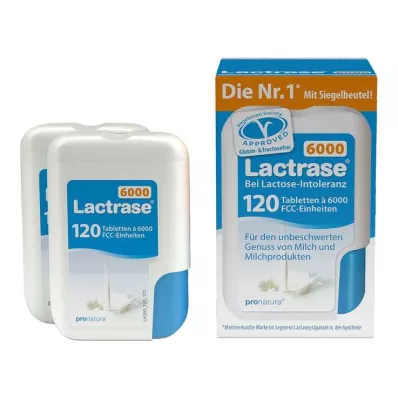 Laktraza 6000 FCC tabletek w podwójnym opakowaniu z dozownikiem typu click, 2x120 szt Laktraza 6000 FCC tabletek w podwójnym opakowaniu z dozownikiem typu click, 2x120 szt