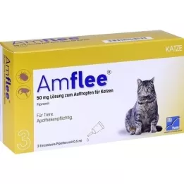 AMFLEE 50 mg roztwór do nakrapiania dla kotów, 3 szt