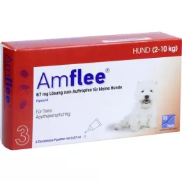 AMFLEE 67 mg roztwór do nakrapiania dla małych psów 2-10 kg, 3 szt