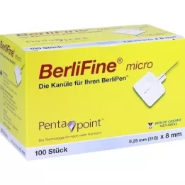 BERLIFINE mikrokaniule 0,25x8 mm, 100 szt