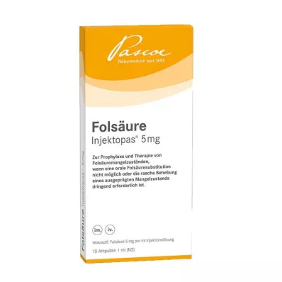 Kwas foliowy Injektopas 5 mg roztwór do wstrzykiwań, 10 tabletek Kwas foliowy Injektopas 5 mg roztwór do wstrzykiwań, 10 tabletek