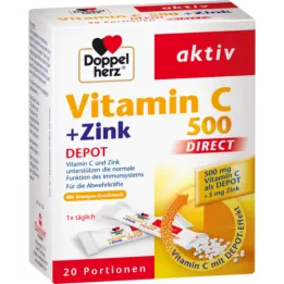 DOPPELHERZ Vitamin C 500+Zinc Depot DIRECT Pellets, 20 szt