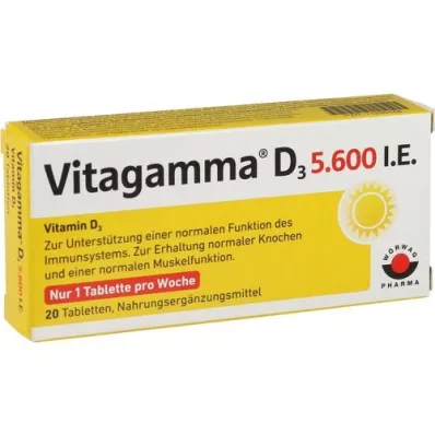 VITAGAMMA D3 5,600 I.U. Witamina D3 NEM Tabletki, 20 szt
