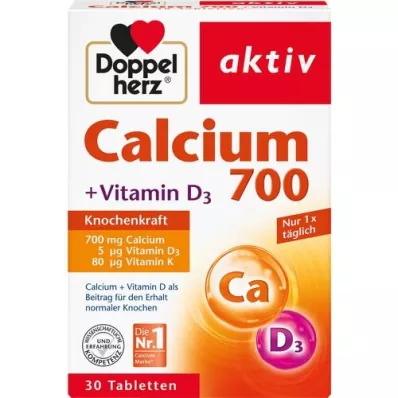 DOPPELHERZ Tabletki Calcium 700+Witamina D3, 30 kapsułek