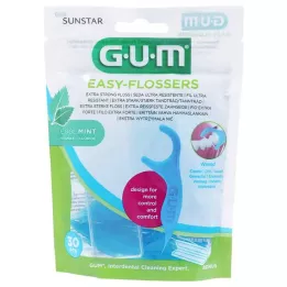 GUM Patyczki do czyszczenia zębów Easy-Flossers woskowane + etui podróżne, 30 szt