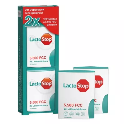Lactostop 5500 FCC tabletki, dozownik zatrzaskowy, podwójne opakowanie, 2x120 szt Lactostop 5500 FCC tabletki, dozownik zatrzaskowy, podwójne opakowanie, 2x120 szt