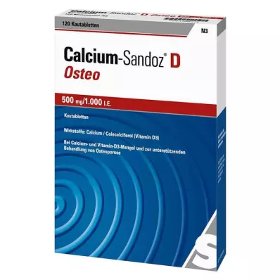 Calcium Sandoz D Osteo 500 mg / 1000 IU tabletki do rozgryzania i żucia, 120 szt