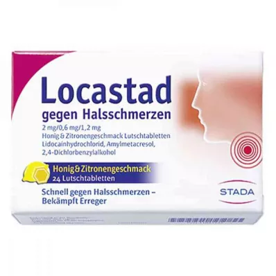 LOCASTAD przeciw bólowi gardła Honey-Lemon Lut.-T., 24 szt