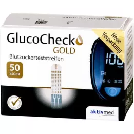 GLUCOCHECK GOLD Paski testowe do pomiaru stężenia glukozy we krwi, 50 szt