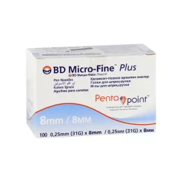 BD MICRO-FINE+ 8 igieł do długopisów 0,25x8 mm, 100 szt