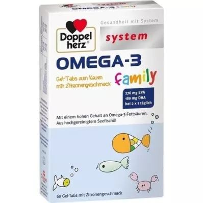 DOPPELHERZ Omega-3 gel tabs family system, 60 szt